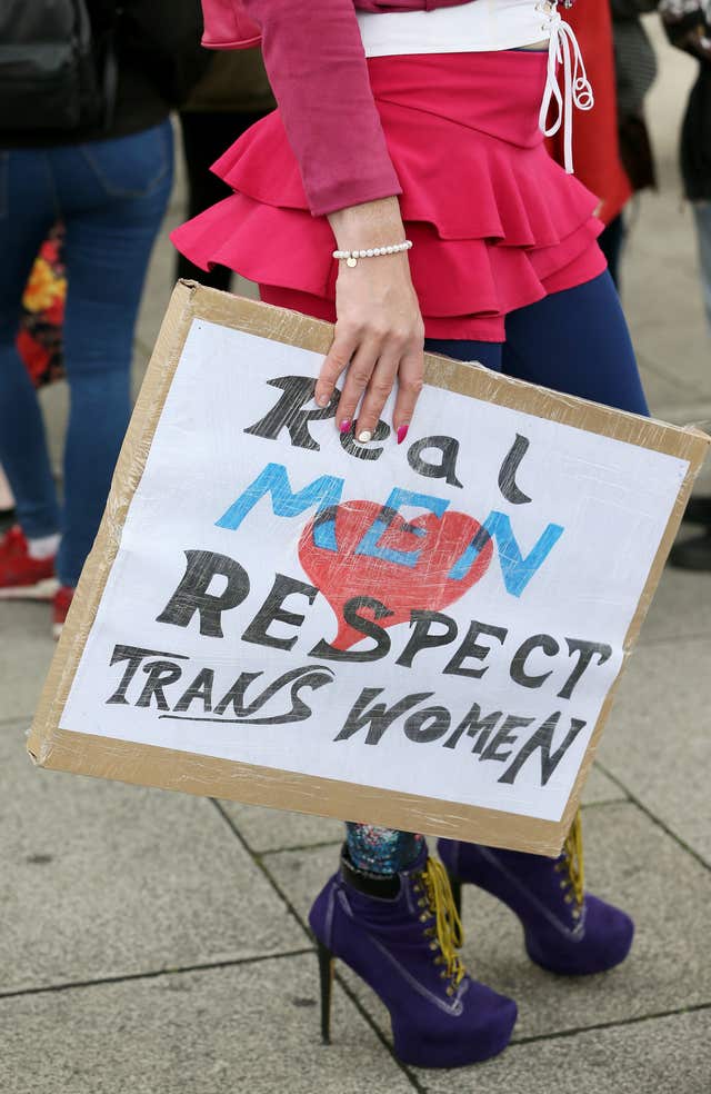 A trans banner (Brian Lawless/PA)