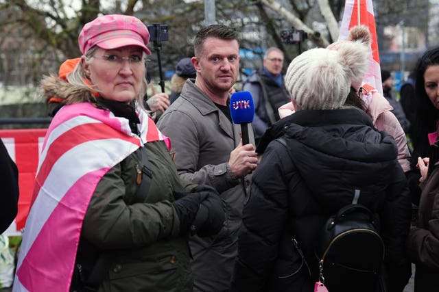 Tommy Robinson in a crowd