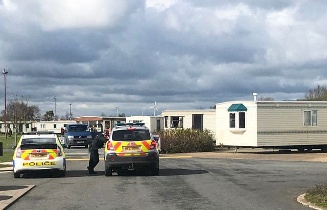 Police at Ballyhalbert Caravan Park in Co Down