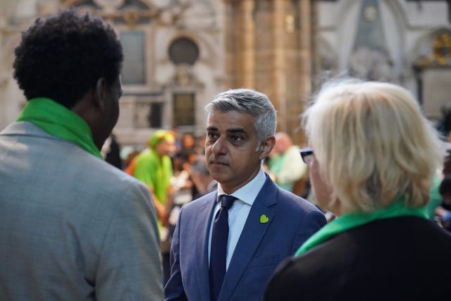 Mayor of London Sadiq Khan arrives for a Grenfell fire memorial service at Westminster Abbey in London