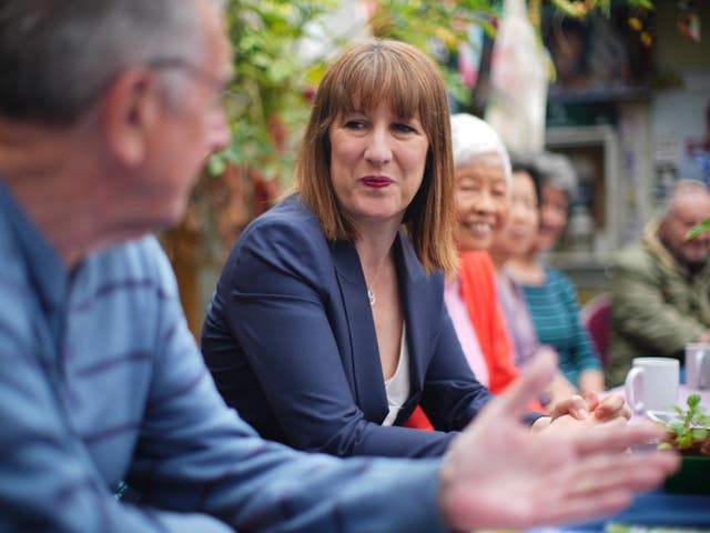 Rachel Reeves talking to a group of older people