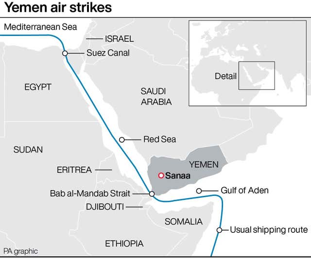 Red Sea air strikes graphic