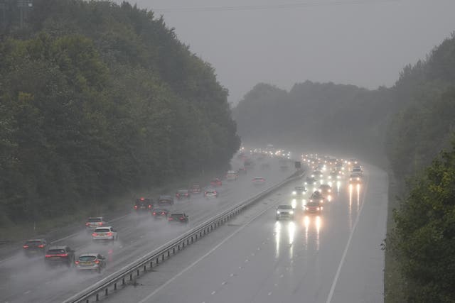 Wet weather on a motorway