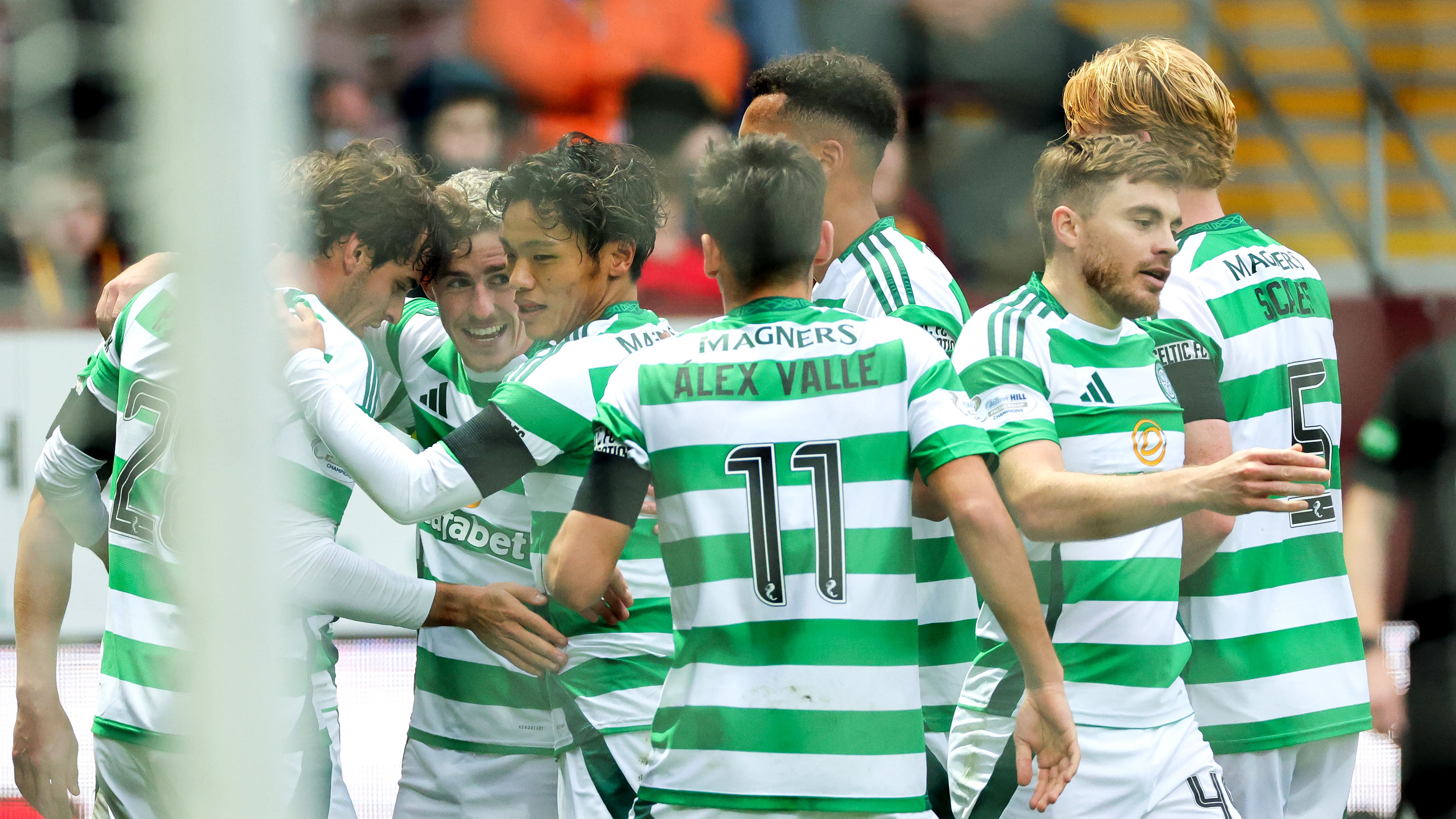 Celtic celebrate Luke McCowan’s opener (Steve Welsh/PA)