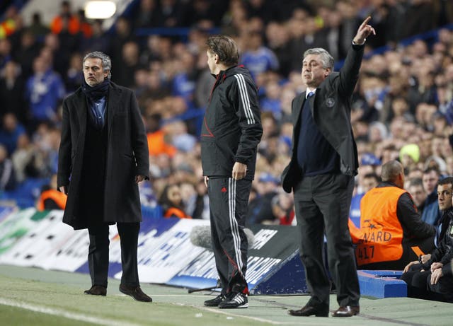 Two former Chelsea managers Jose Mourinho (left) and Carlo Ancelotti will go head-to-head again