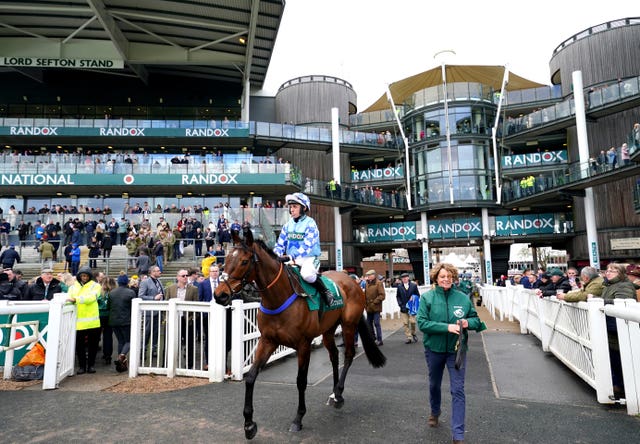 Erne River making his way onto the track at Aintree 