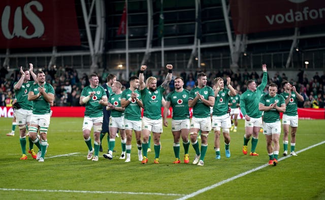 Ireland's players enjoyed a lap of honour after beating New Zealand