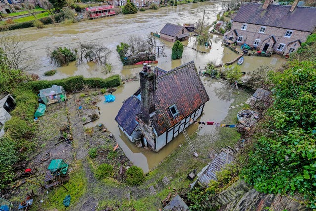 Flooding in Ironbridge, Shropshire 
