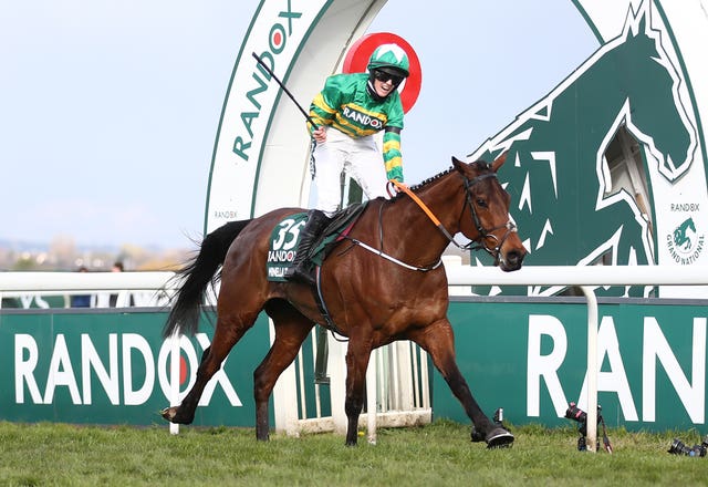 Minella Times and Rachael Blackmore cross the line at Aintree 