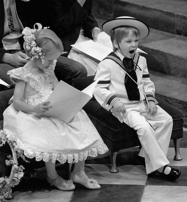 A yawn from Prince William during the wedding ceremony of Sarah Ferguson and the Duke of York at Westminster Abbey (PA)