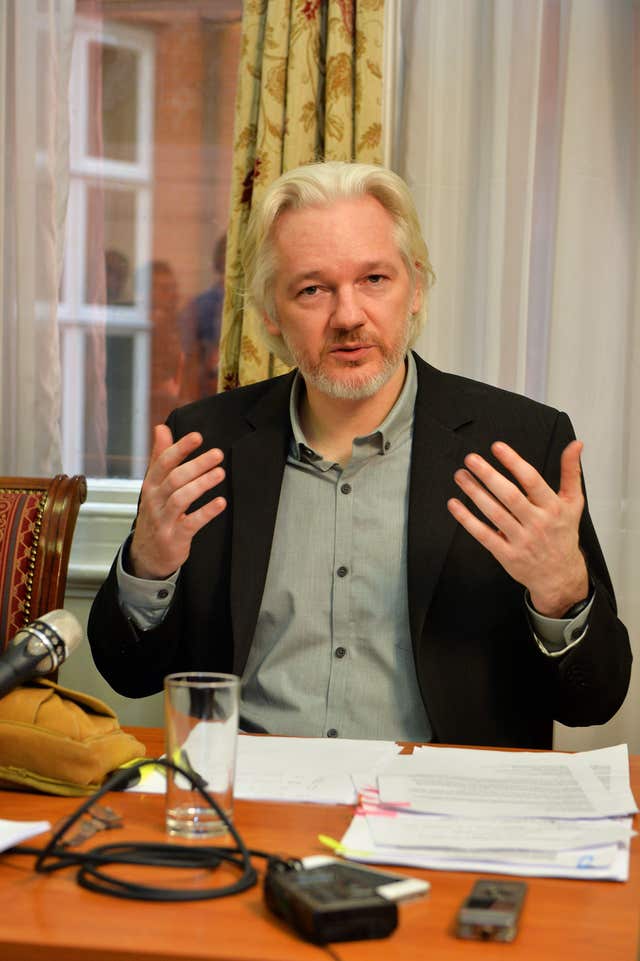Julian Assange speaking during a press conference