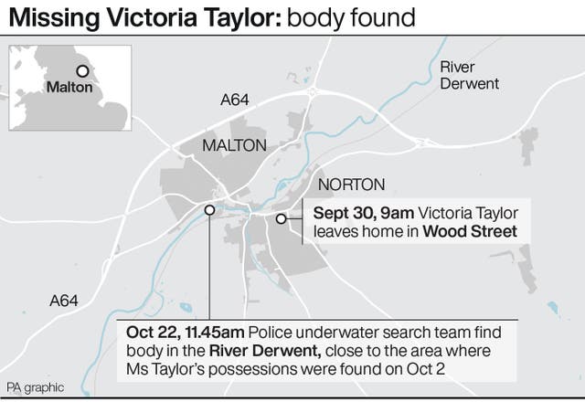 Map of where Victoria Taylor's body was found