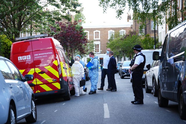 Forensics officers in Kentish Town, north London