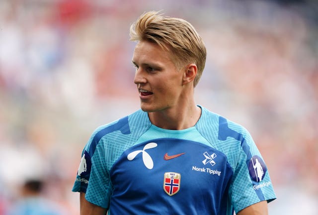 Norway’s Martin Odegaard warming up at a Euro 2024 match