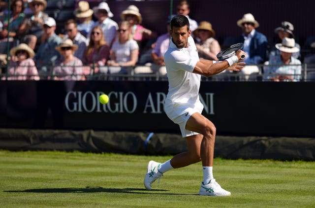 Novak Djokovic began his preparations for Wimbledon with a comfortable win at the Hurlingham Club 