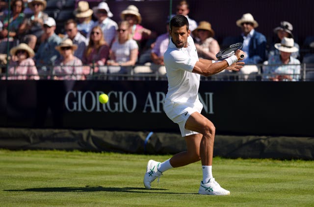 Novak Djokovic began his preparations for Wimbledon with a comfortable win at the Hurlingham Club