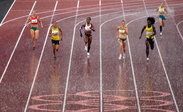 Kadeena Cox (centre) of Great Britain during the Women’s 400m – T38 Final at the Olympic Stadium on day eleven of the Tokyo 2020 Paralympic Games in Japan. Picture date: Saturday September 4, 2021