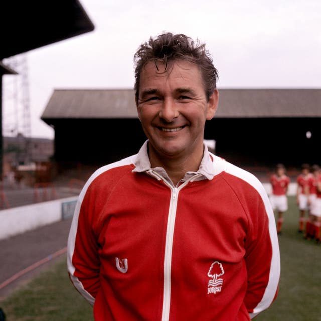 Brian Clough pictured in a Nottingham Forest tracksuit