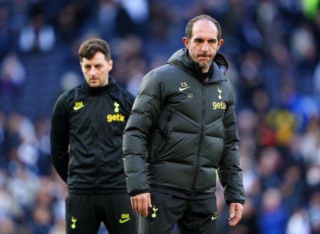 Tottenham interim head coach Ryan Mason (left) 