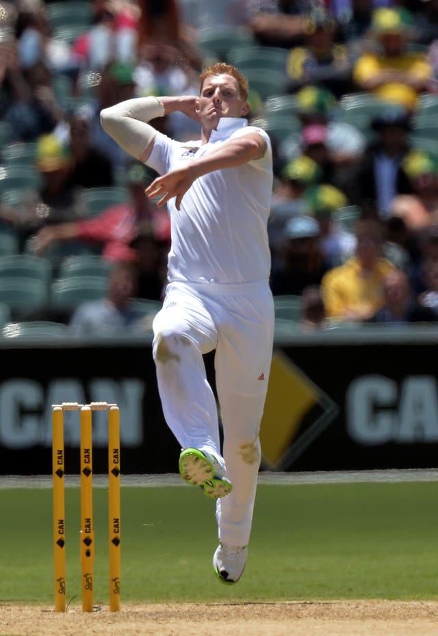 Ben Stokes bowls the first ball of his test debut in Australia in 2013 (Anthony Devlin/PA)