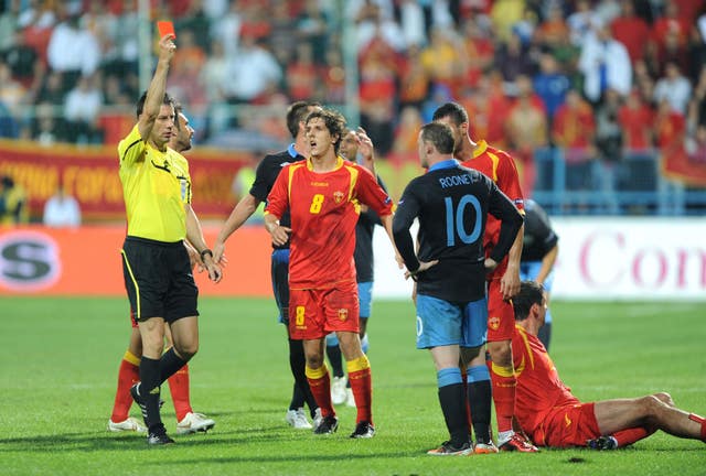 Sent off on another night to forget as England draw 2-2 win Montenegro in a Euro 2012 qualifier.