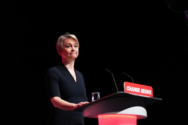 Home Secretary Yvette Cooper delivers her speech during the Labour Party Conference