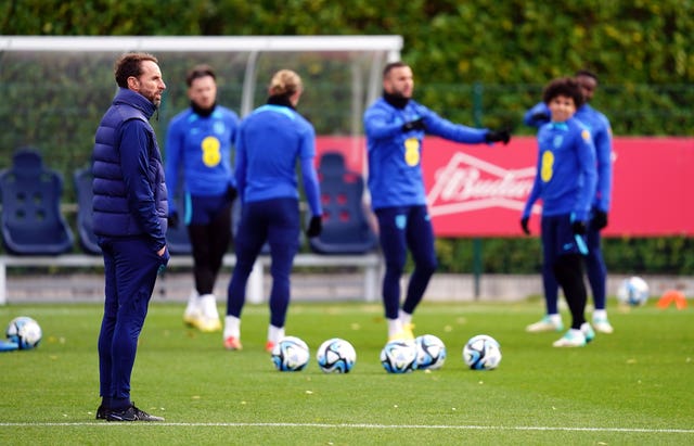 England manager Gareth Southgate during a training session 