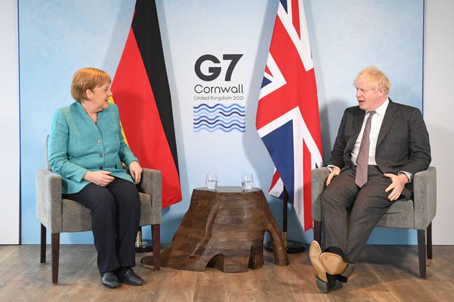 Angela Merkel and Boris Johnson at the G7 Summit