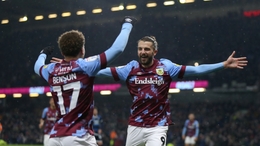Burnley’s Manuel Benson (left) celebrates his second goal of the game against Middlesbrough (Barrington Coombs/PA)