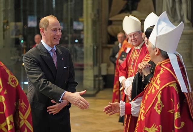 The Earl of Wessex (left), at Westminster Abbey in London, ahead of the General Synod. He will deliver the Queen’s address to the General Synod on her behalf (Stefan Rousseau/PA)