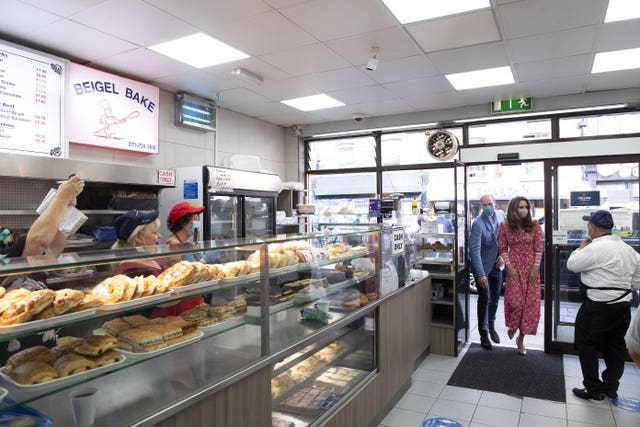 The Duke and Duchess of Cambridge during a visit to the Beigel Bake Brick Lane Bakery in London
