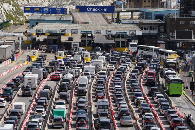 Queues of cars at the Port of Dover