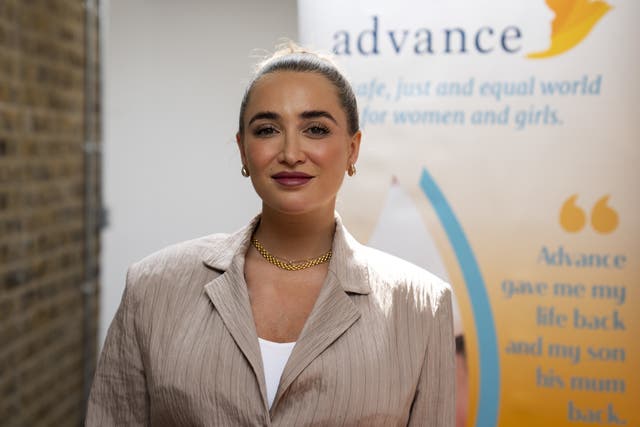 Georgia Harrison during a visit to domestic abuse charity Advance Charity