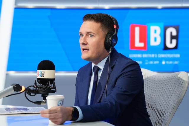 Health Secretary Wes Streeting appearing on an LBC programme 