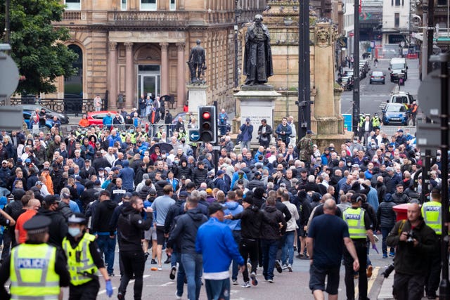 Protesters in George Square, Glasgow