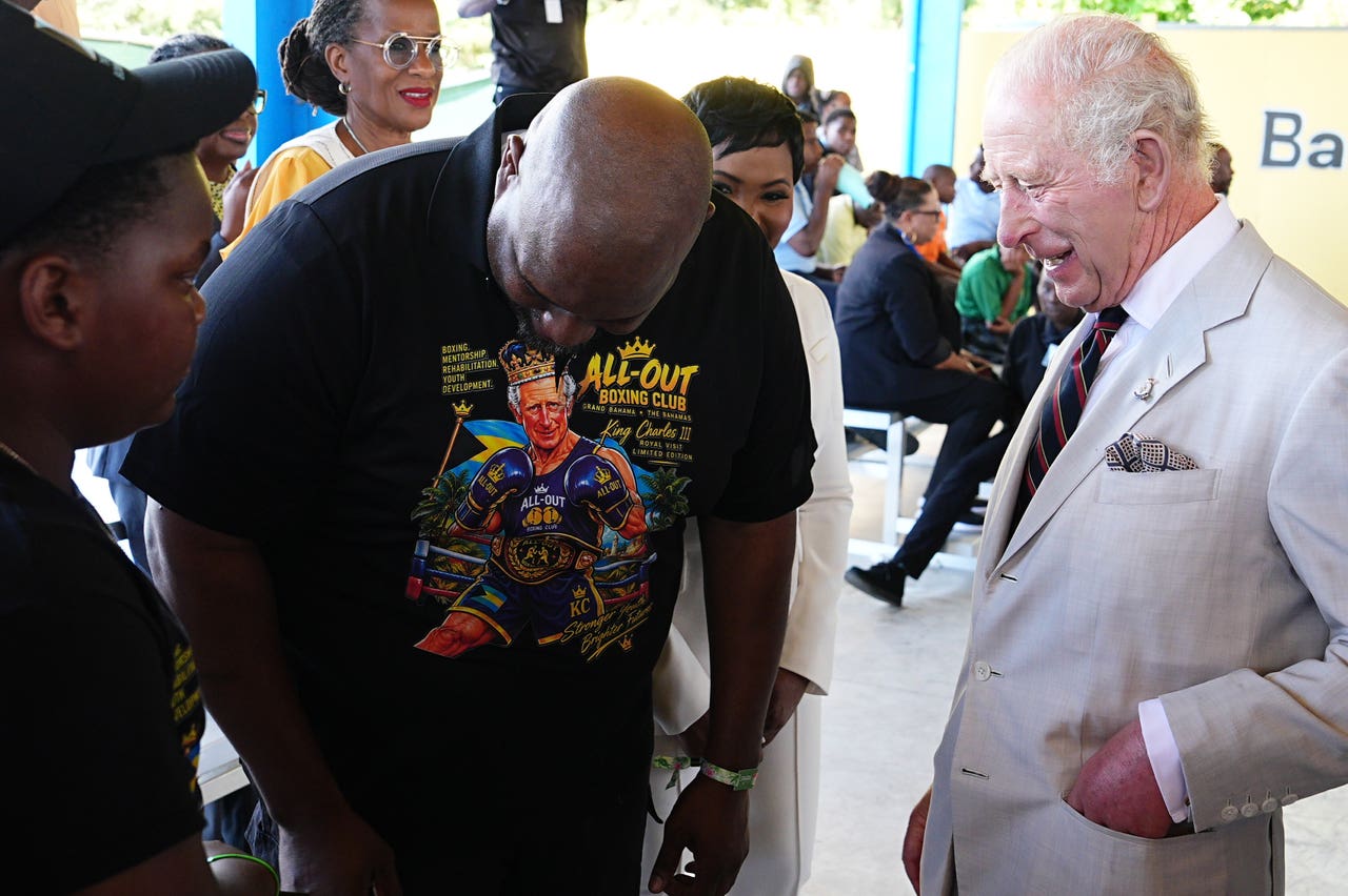 Charles tickled by boxing club’s T-shirt depicting him as king of the ...