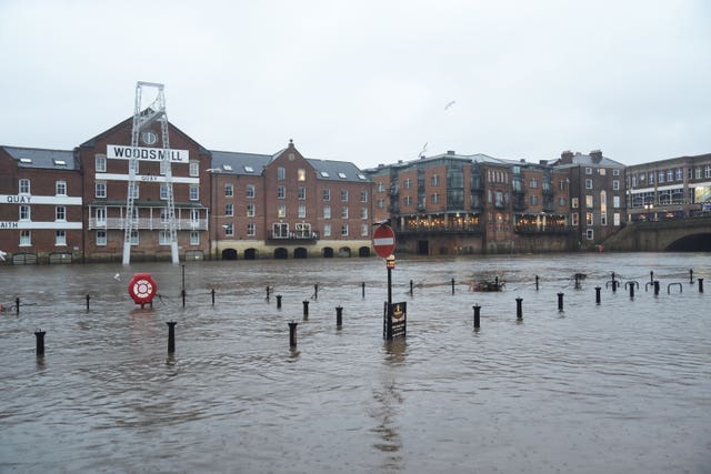 Flooding in York where the River Ouse has burst its banks