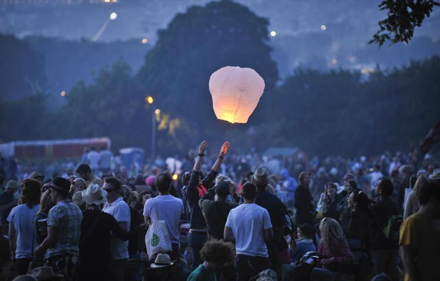 A sky lantern at Glastonbury Festival (Ben Birchall/PA)