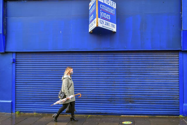 A closed down shop in the shopping centre of Bridgend (Ben Birchall/PA)