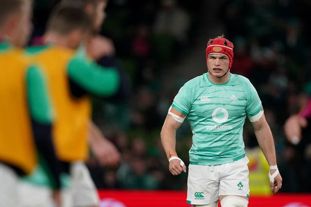 Ireland flanker Josh van der Flier normally wears a red scrum cap