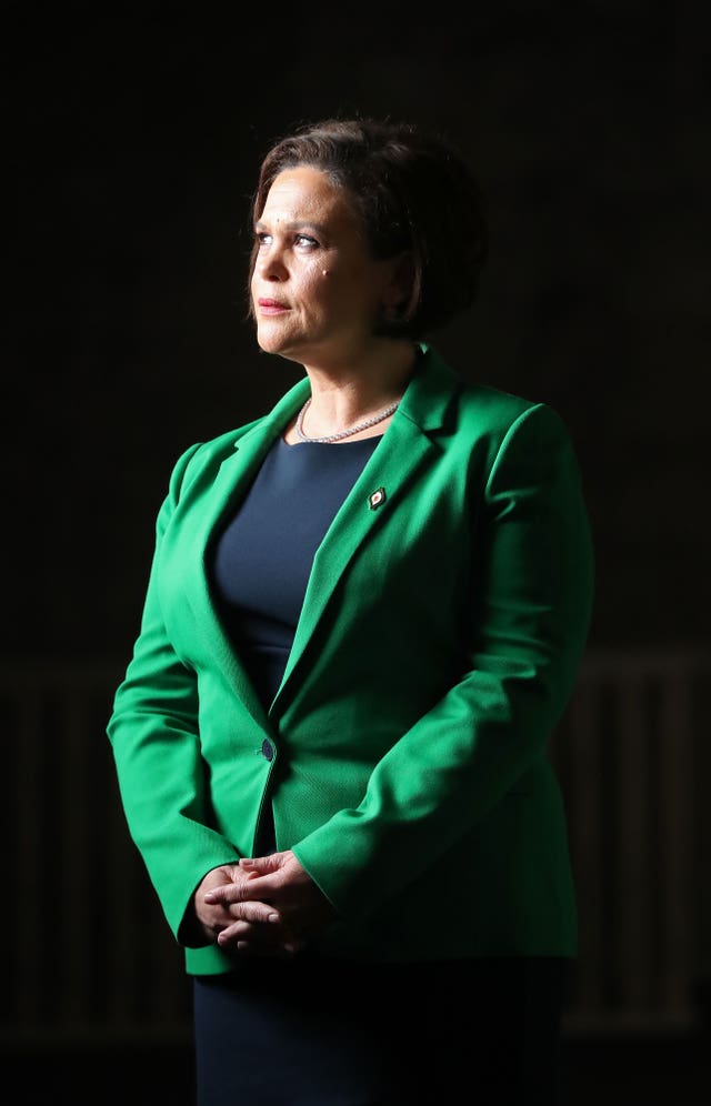 Sinn Fein’s president elect Mary Lou McDonald at the party's special conference at the RDS in Dublin (Niall Carson/PA)