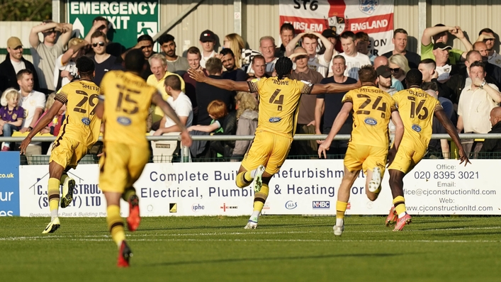 Coby Rowe, third left, scored as Sutton beat Doncaster (Aaron Chown/PA)