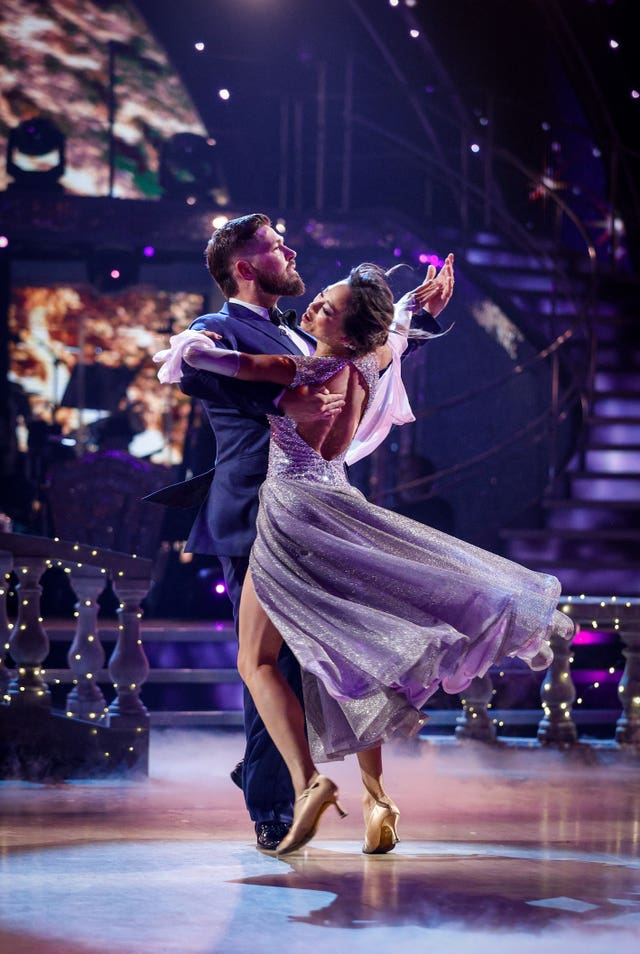 John Nellis and  Katya Jones dancing in the Strictly ballroom