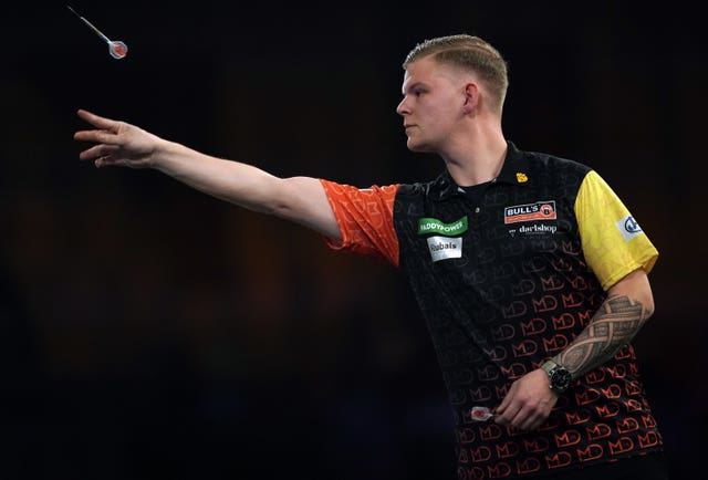 Mike De Decker in action at the World Darts Championship