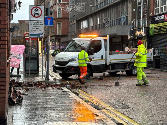 The clean up operation on Castle Street in Belfast city centre 