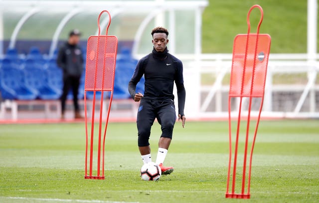 Hudson-Odoi training with England at St George's Park