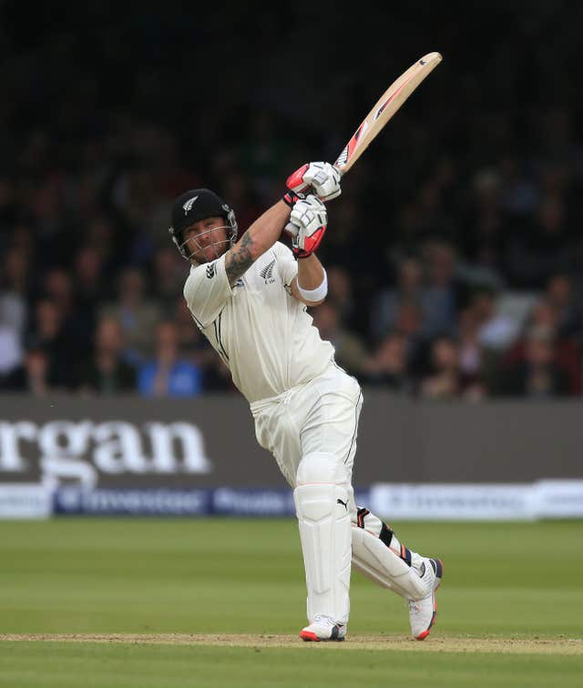 Brendon McCullum launches a big shot while playing against England