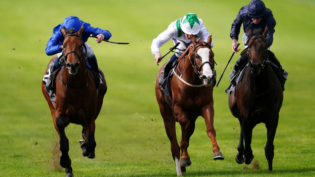 Dubai Mile (centre), here running in the Royal Lodge at Newmarket, could be a Classic contender for Charlie Johnston