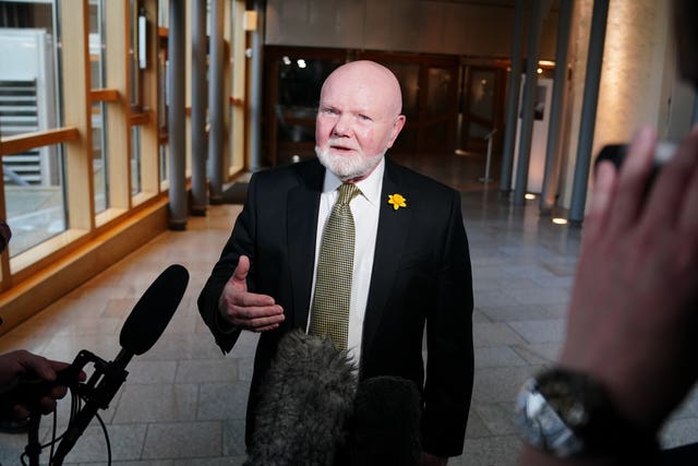 Colin Beattie speaking at the Scottish Parliament in Edinburgh after Police Scotland dropped the investigation into former Scottish first minister Nicola Sturgeon and former SNP treasurer Colin Beattie in relation to the party’s finances