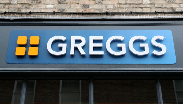 A sign for a branch of Greggs in Winchester, Hampshire